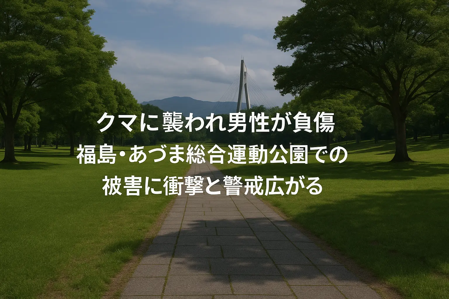 福島県あづま総合運動公園で発生したクマによる襲撃事件の現場風景